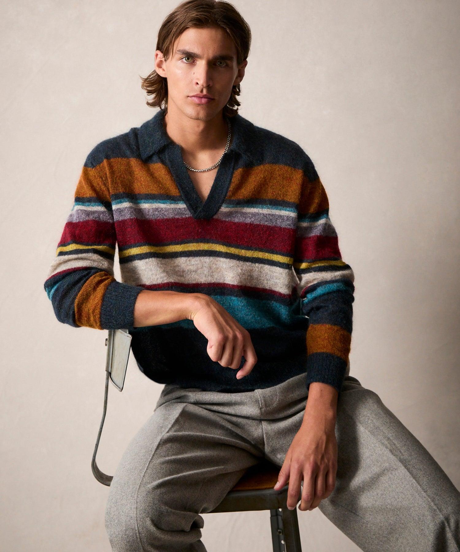 Relaxed Striped Mohair Sweater Polo Product Image