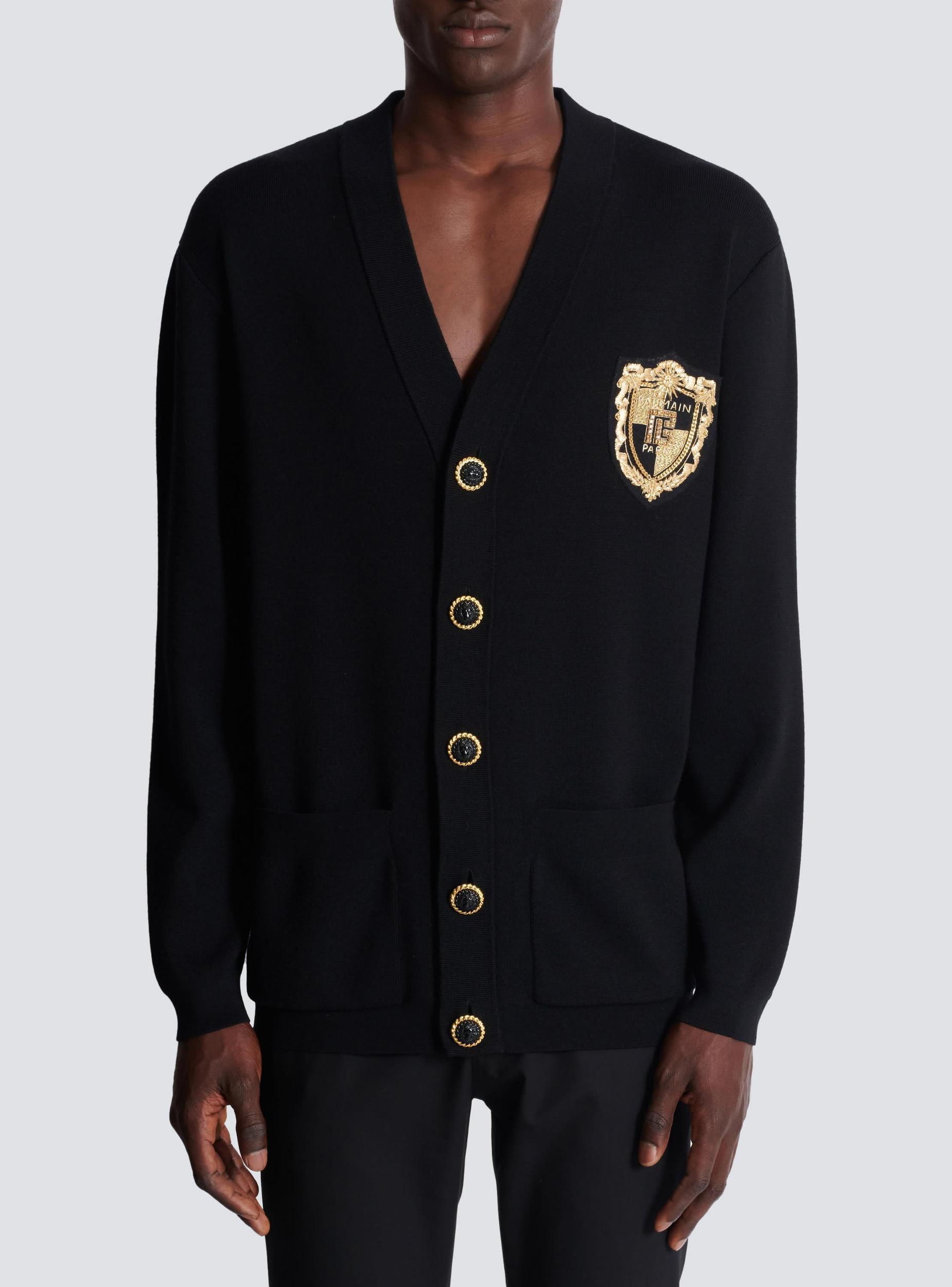 Knit cardigan with embroidered patch Product Image