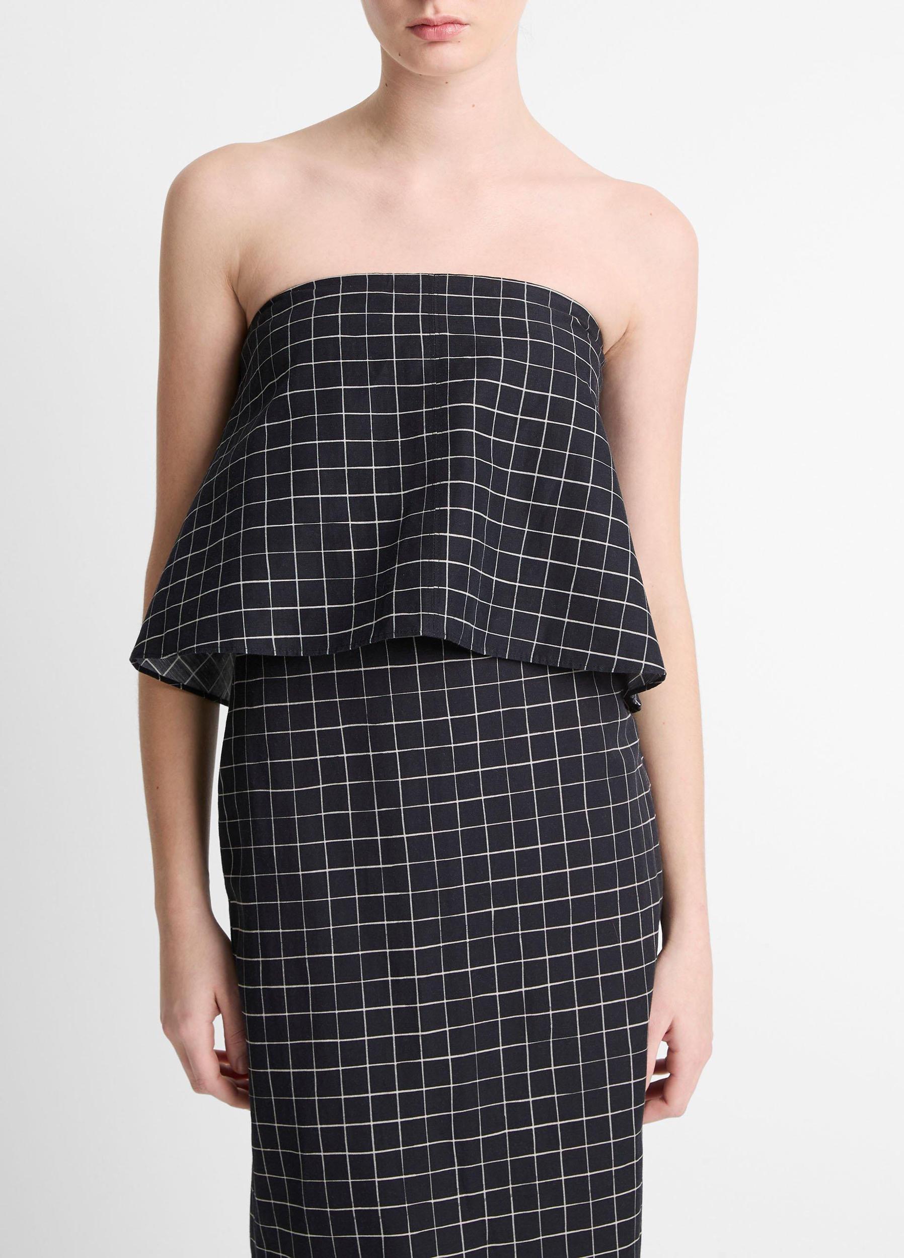 Trellis Plaid Cotton-Blend Tie-Back Top Product Image