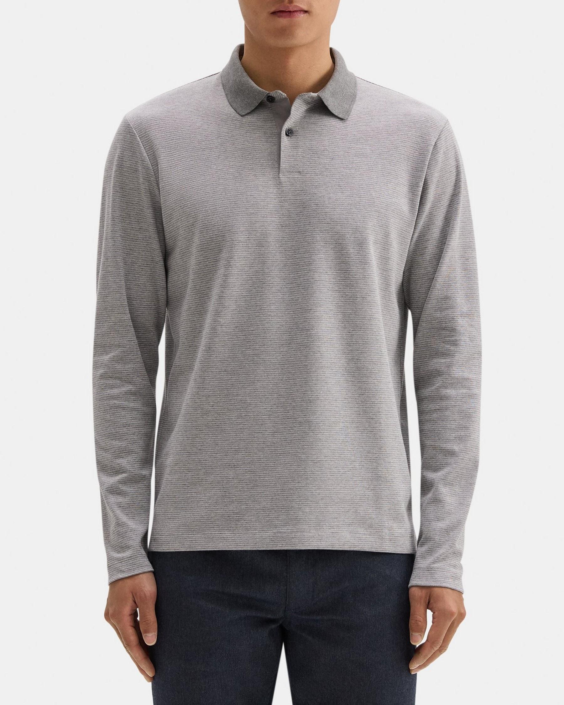 Standard Long-Sleeve Polo in Cotton-Blend Product Image