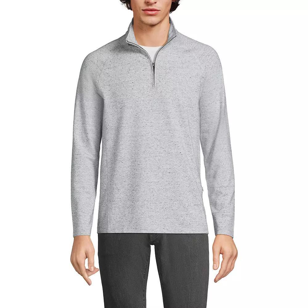 Men's Lands' End Long Sleeve Raglan French Terry Quarter Zip Sweatshirt, Size: XL, Dark Camel Grey Product Image