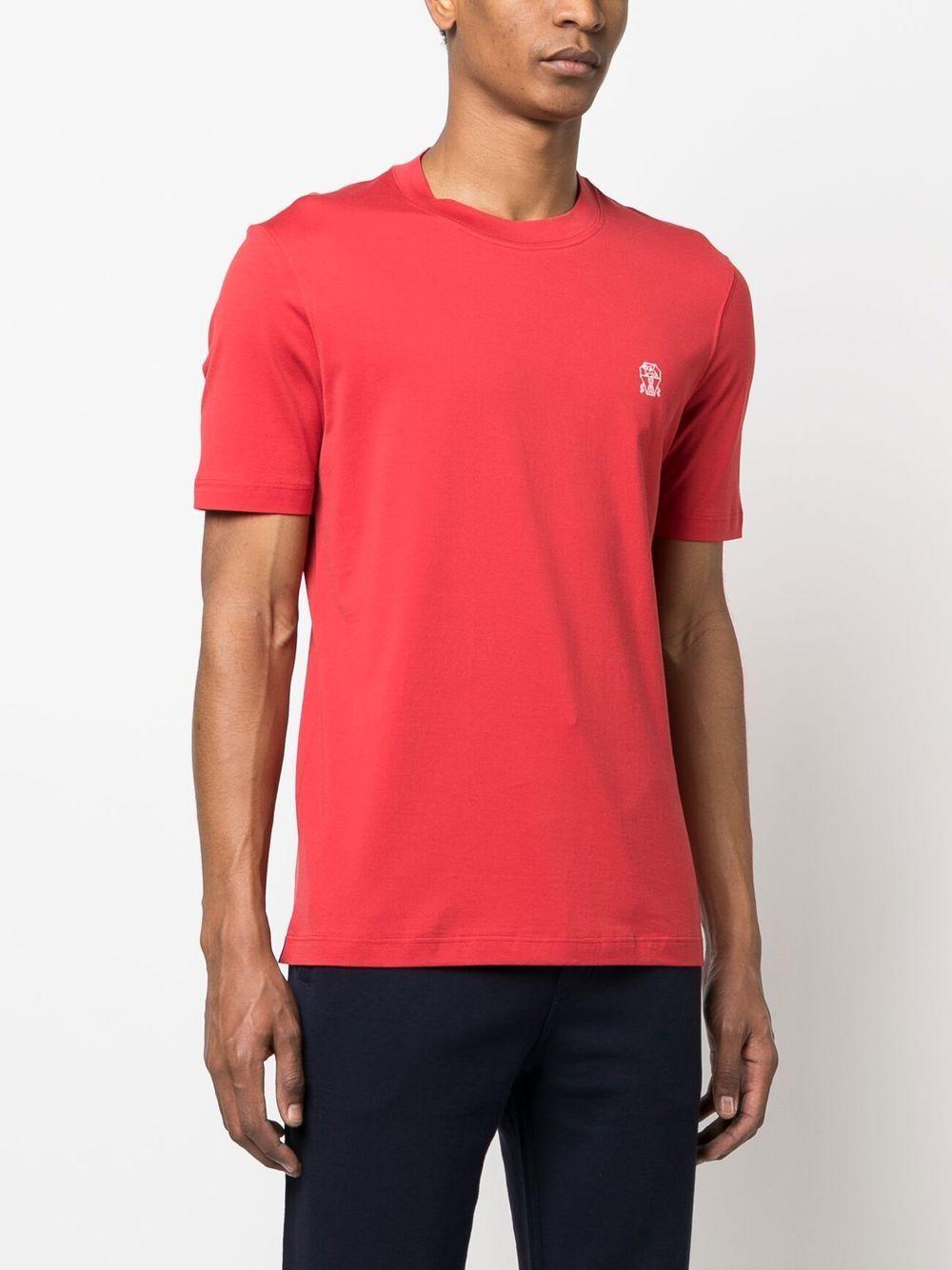 logo embroidery cotton T-shirt Product Image