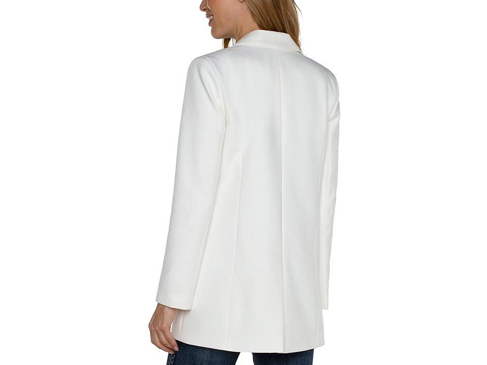 Liverpool Los Angeles Button Front Boyfriend Blazer Luxe Stretch Suiting (Porcelain) Women's Jacket Product Image