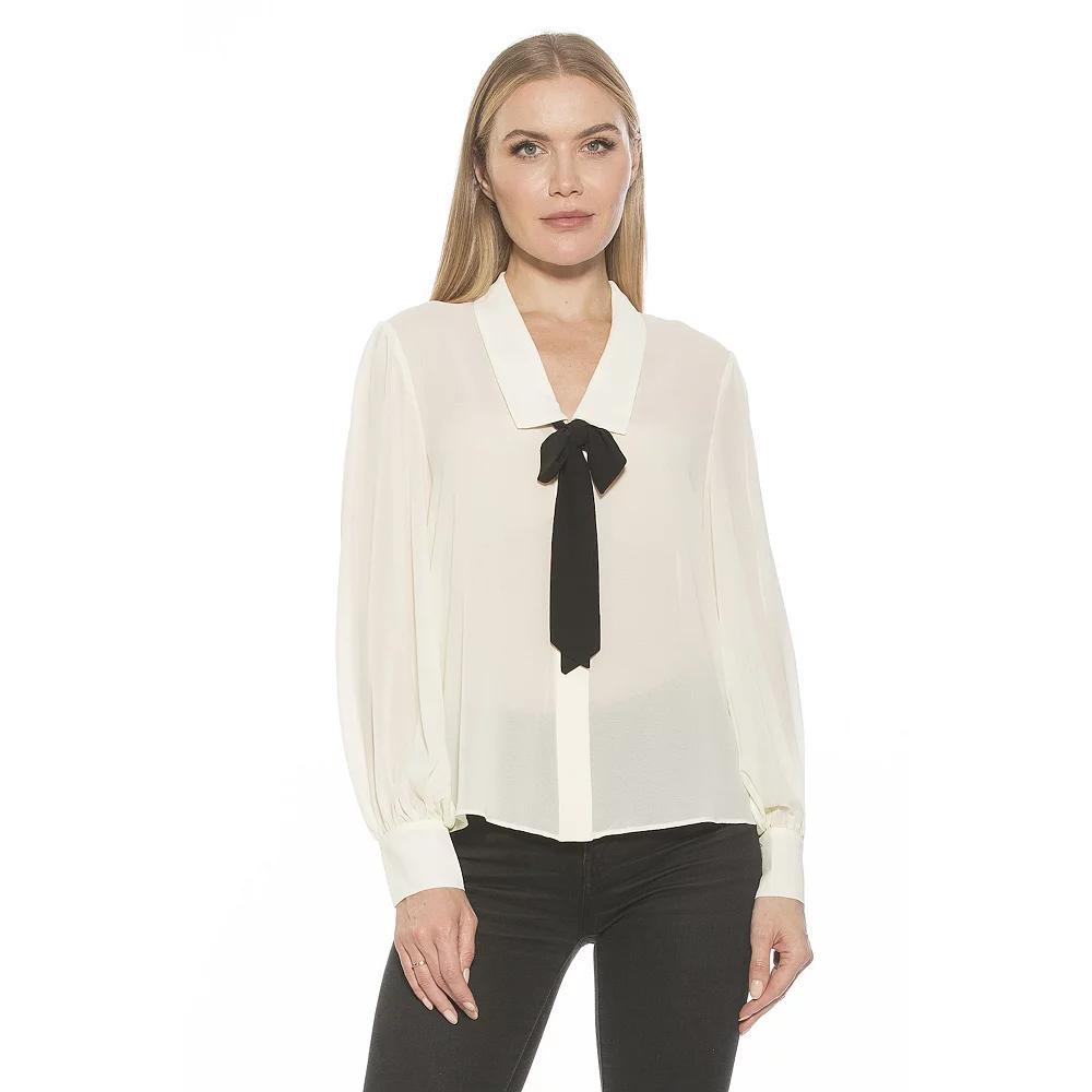 Women's ALEXIA ADMOR Serena Dropped Collar Blouson Sleeve Blouse, Size: 6, Ivory Product Image