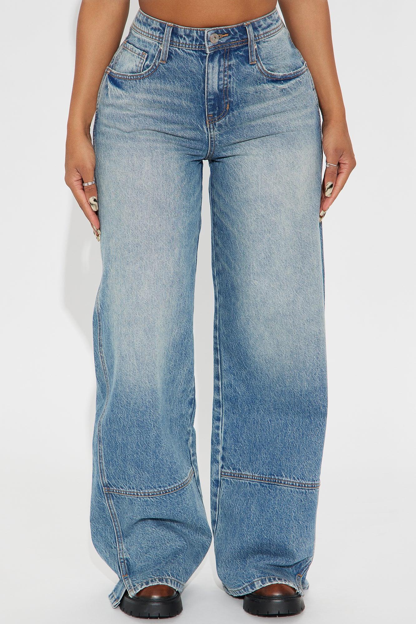 Bae Relaxed Low Waist Wide Leg Jeans - Medium Wash Product Image