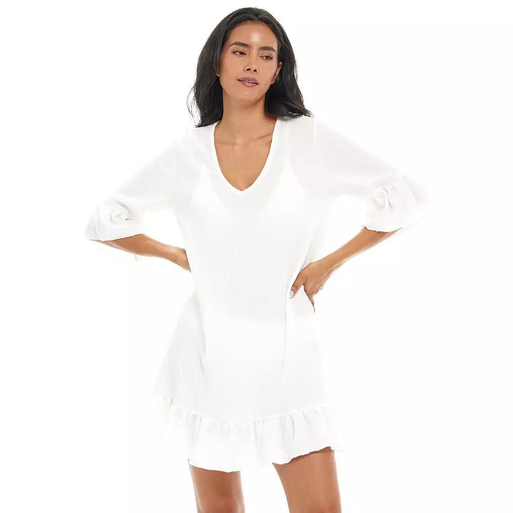 Women's Jordan Taylor Ruffle Swim Cover-Up Dress, Size: Medium, White Product Image