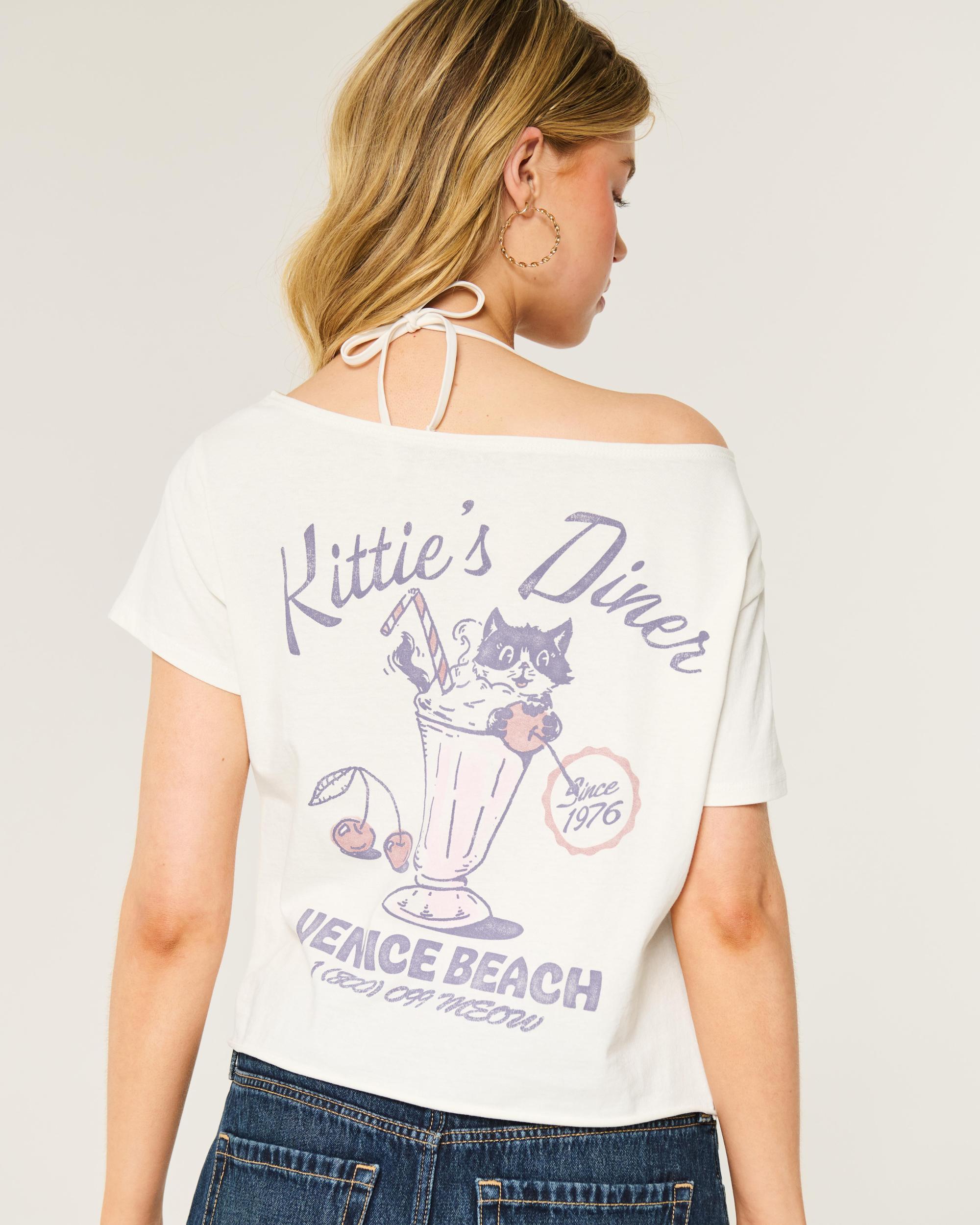 Easy Off-the-Shoulder Aloha Graphic Tee Product Image