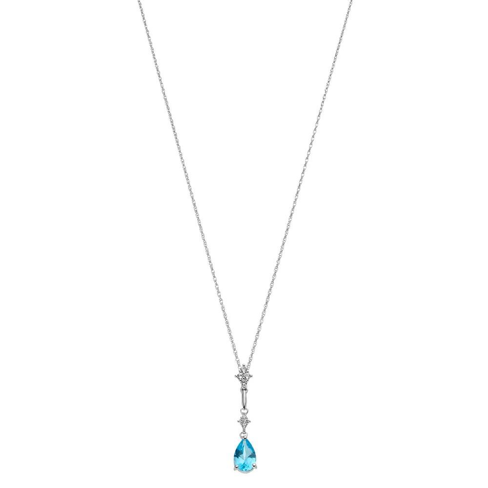 Sterling Silver Genuine Blue Topaz & Lab-Created White Sapphire Pendant Drop Necklace, Women's, Size: 18" Product Image