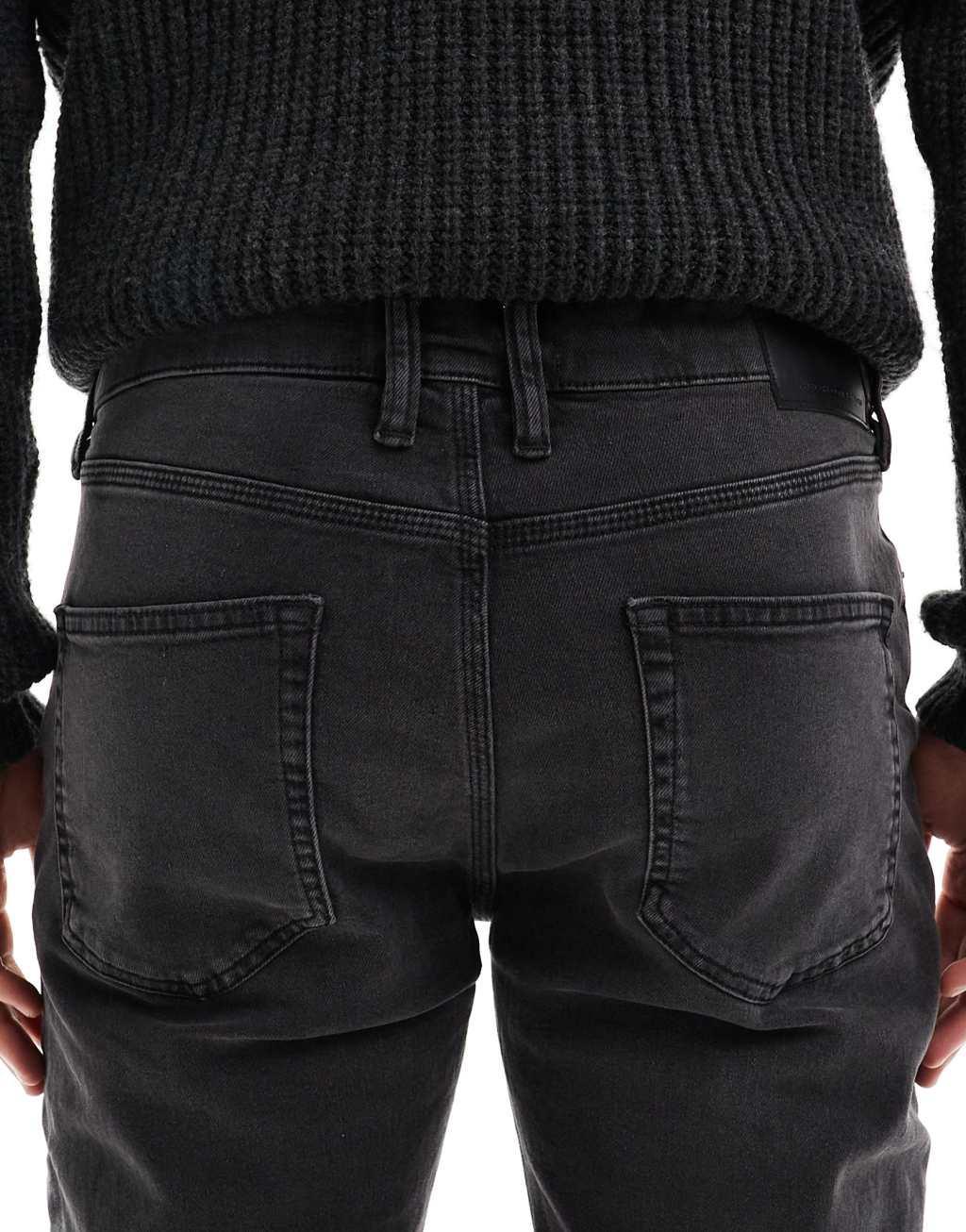 French Connection tapered jeans in washed black Product Image