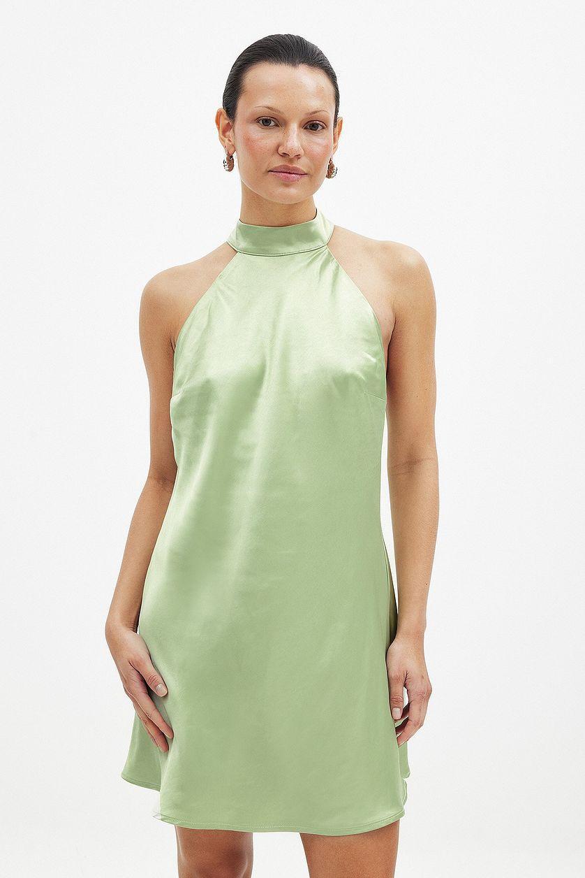 Hammered Satin Tie Back Mini Dress Product Image