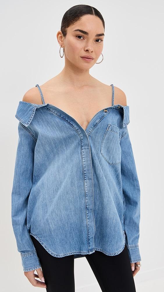Good American Denim Off Shoulder Shirt | Shopbop Product Image