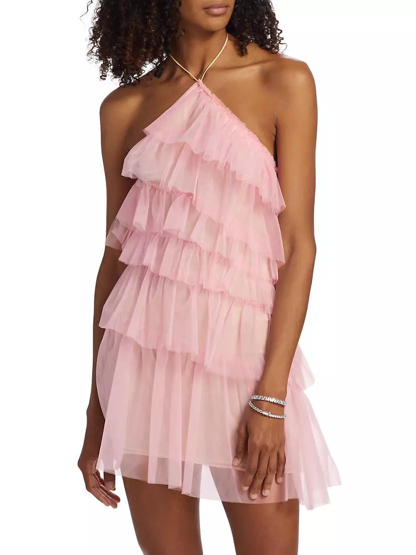 Lou Tiered Tulle Halter Minidress Product Image