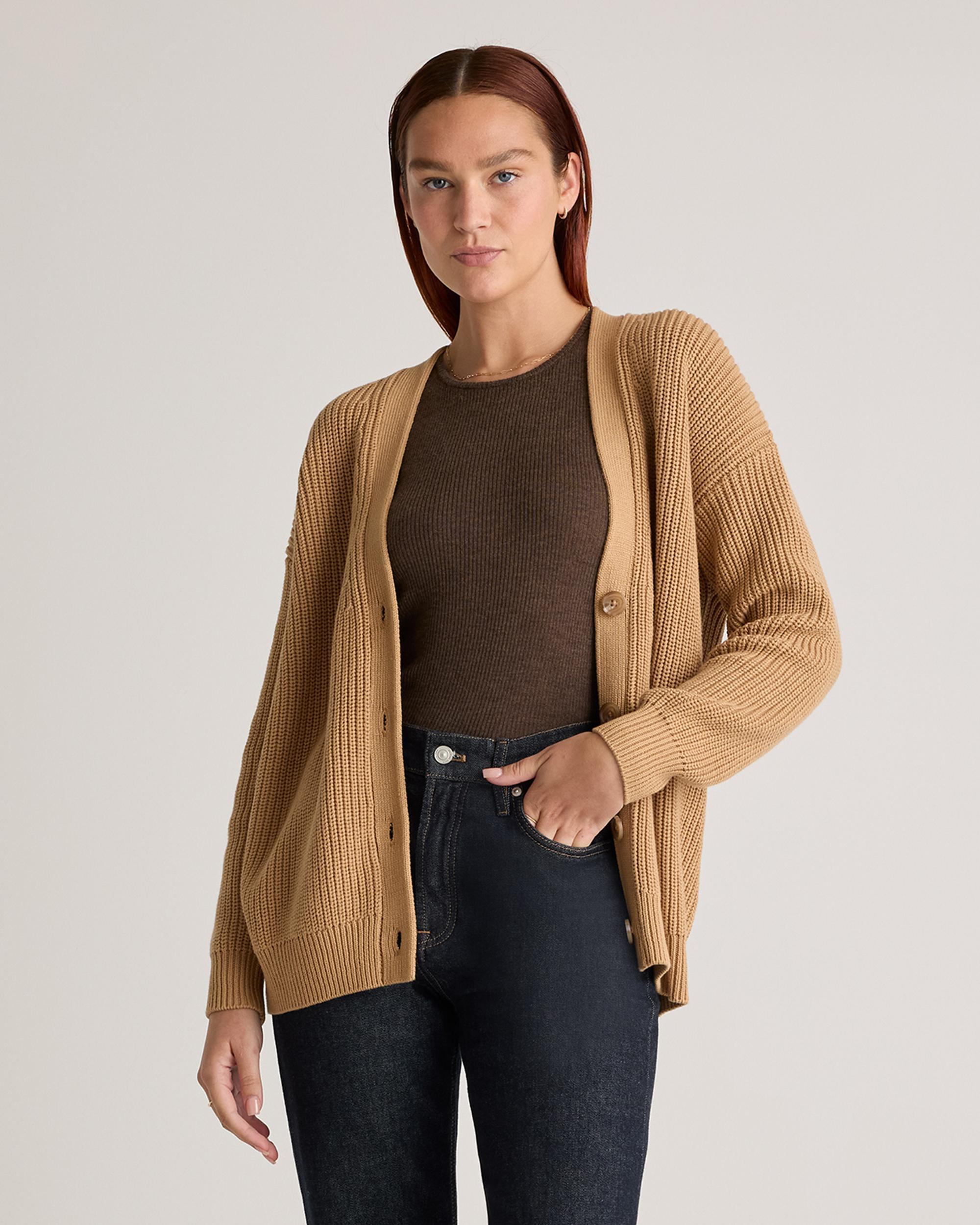 Quince | Women's OverSized Boyfriend Cardigan Sweater Size XS, Organic Cotton Product Image