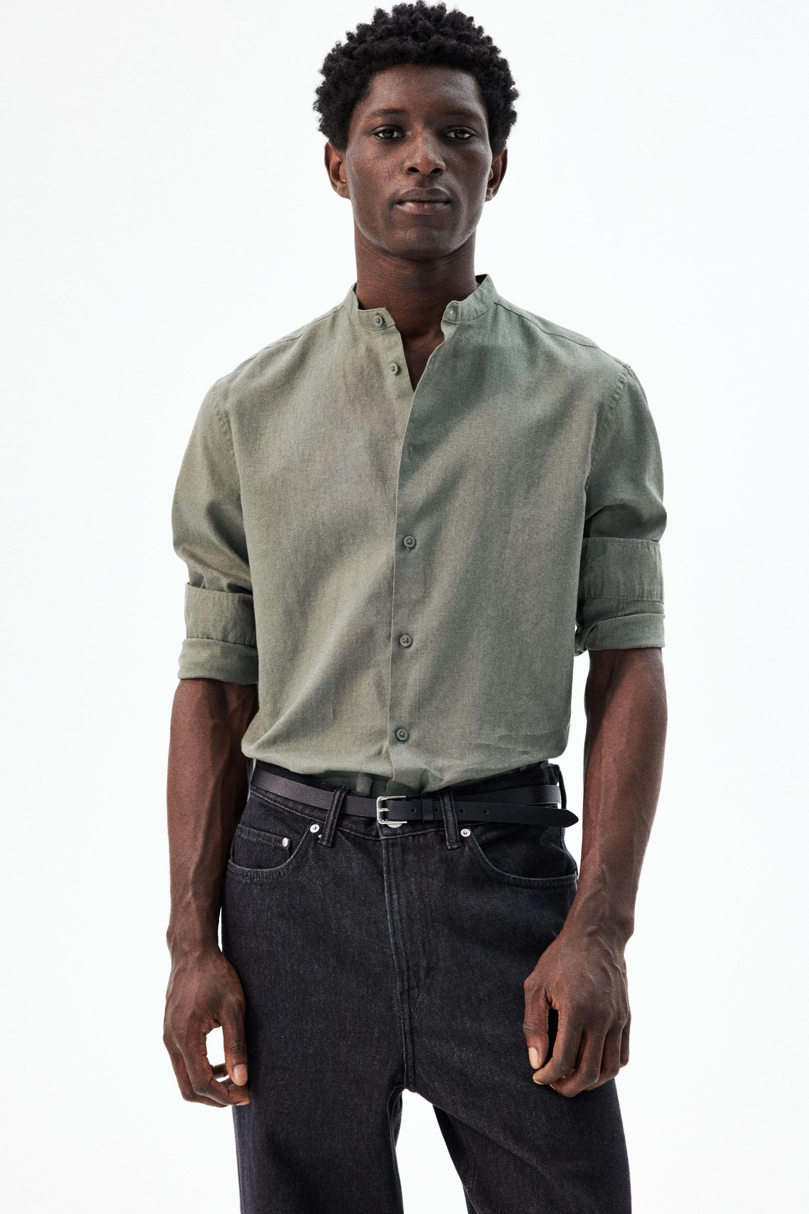 Regular-Fit Linen-Blend Shirt Product Image