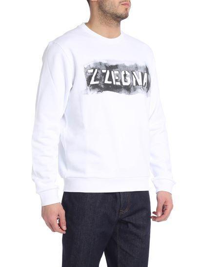 ZEGNA Logo Printed Long-sleeved Sweater In White Product Image
