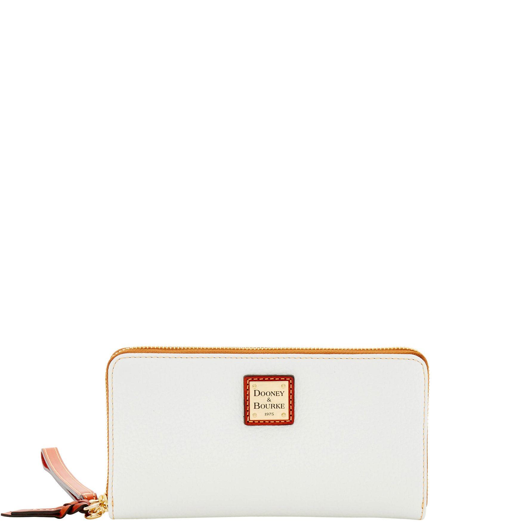 Dooney & Bourke Womens Pebble Grain Large Zip Around Leather Wristlet in Black Product Image