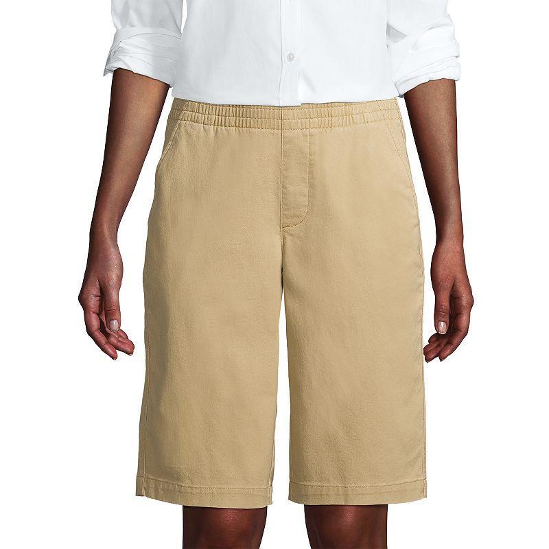 Women's Lands' End Pull-On Long Chino Bermuda Shorts, Size: 2, Evening  Chambray Product Image