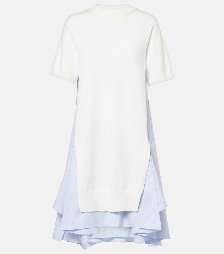 SACAI Striped Cotton-blend Poplin Midi Dress In Off White×l/blue Stripe Product Image