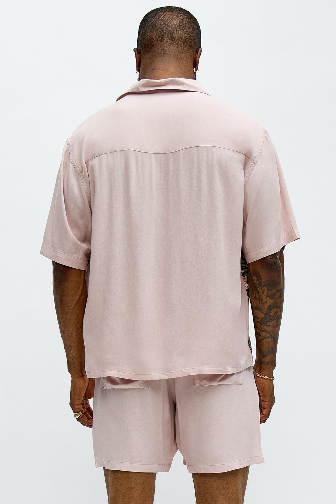 Paradise Set Short Sleeve Button Up Shirt - Pink Product Image