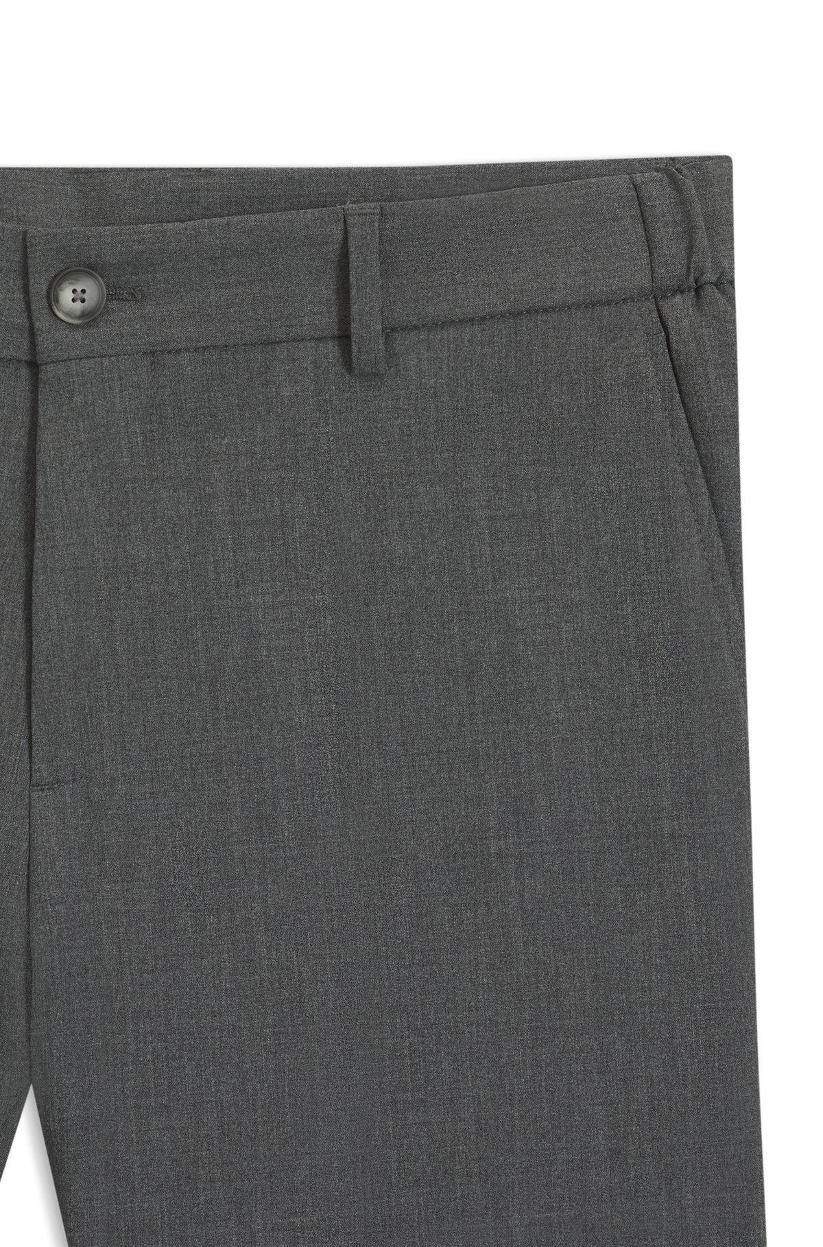 BOSS - Slim-fit trousers in micro-patterned stretch fabric - Grey Product Image