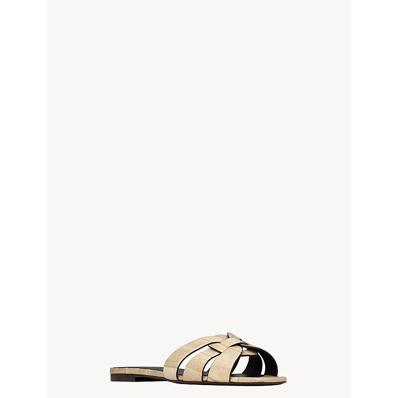 Saint Laurent Womens Tribute Mules in Metallic Leather Product Image