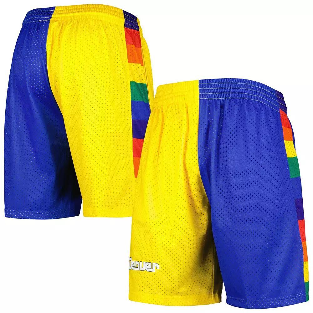 Men's Mitchell & Ness Royal/Gold Denver Nuggets Hardwood Classics 1991 Split Swingman Shorts, Size: Medium, Nug Blue Product Image