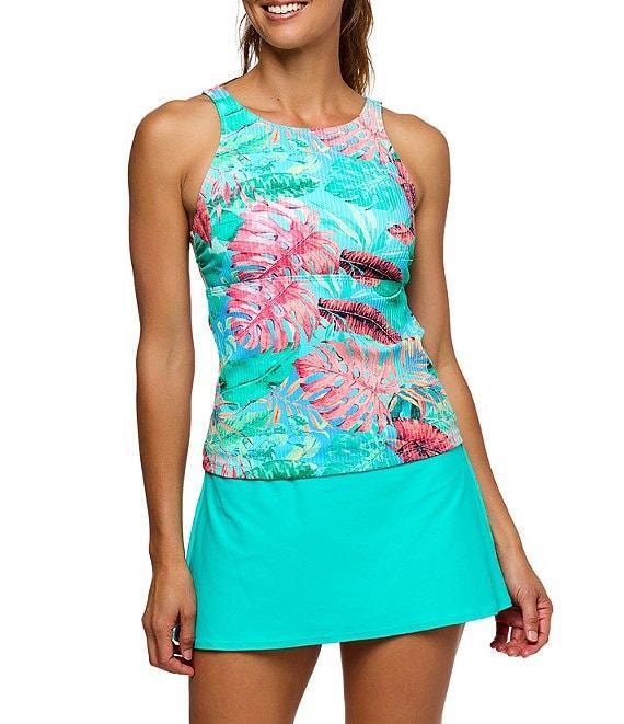 Athena Next by Athena Coconut Bay Tropical High Neck D-Cup Bra Size Extended Tankini Swim Top Product Image