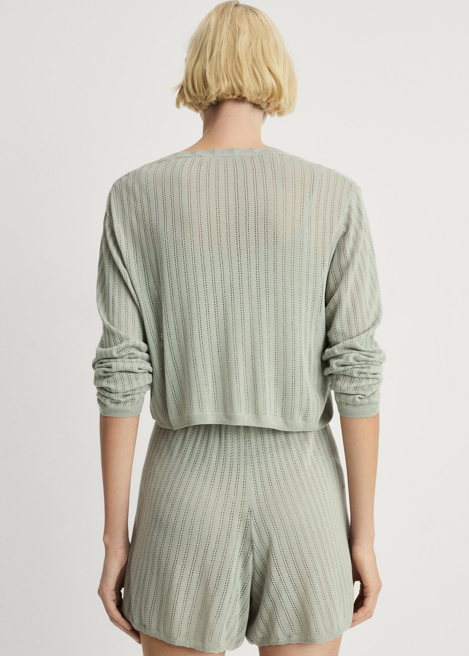 Pajama cardigan with openwork detail - Women | MANGO USA Product Image
