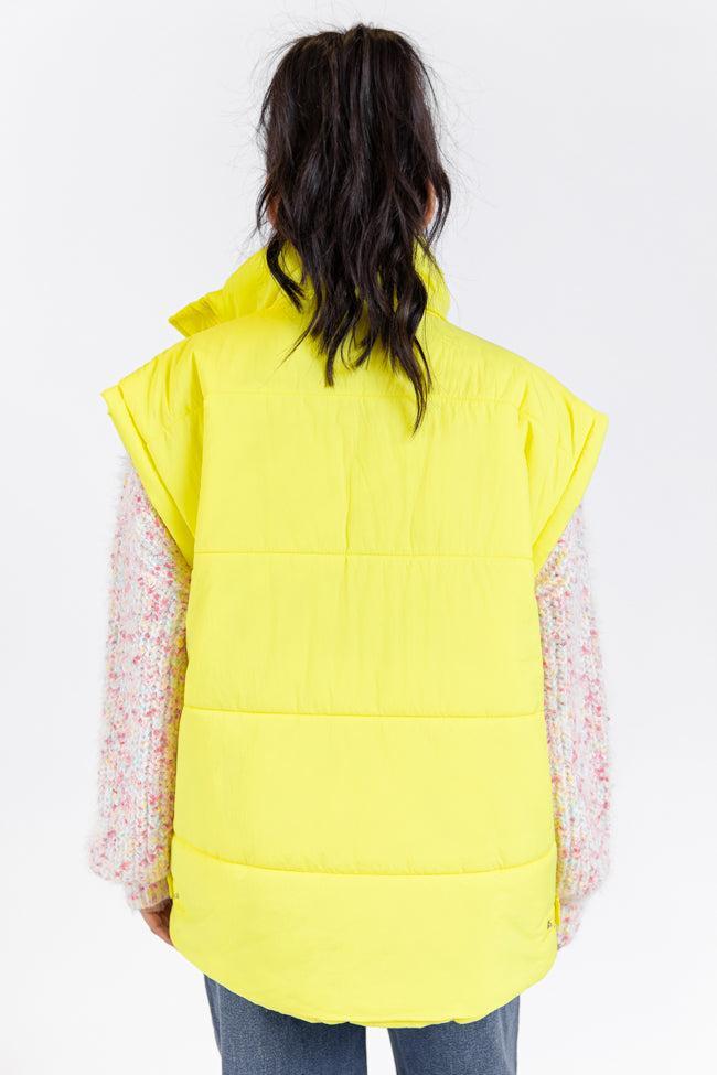 Going Upstate Yellow Oversized Puffer Vest FINAL SALE Product Image