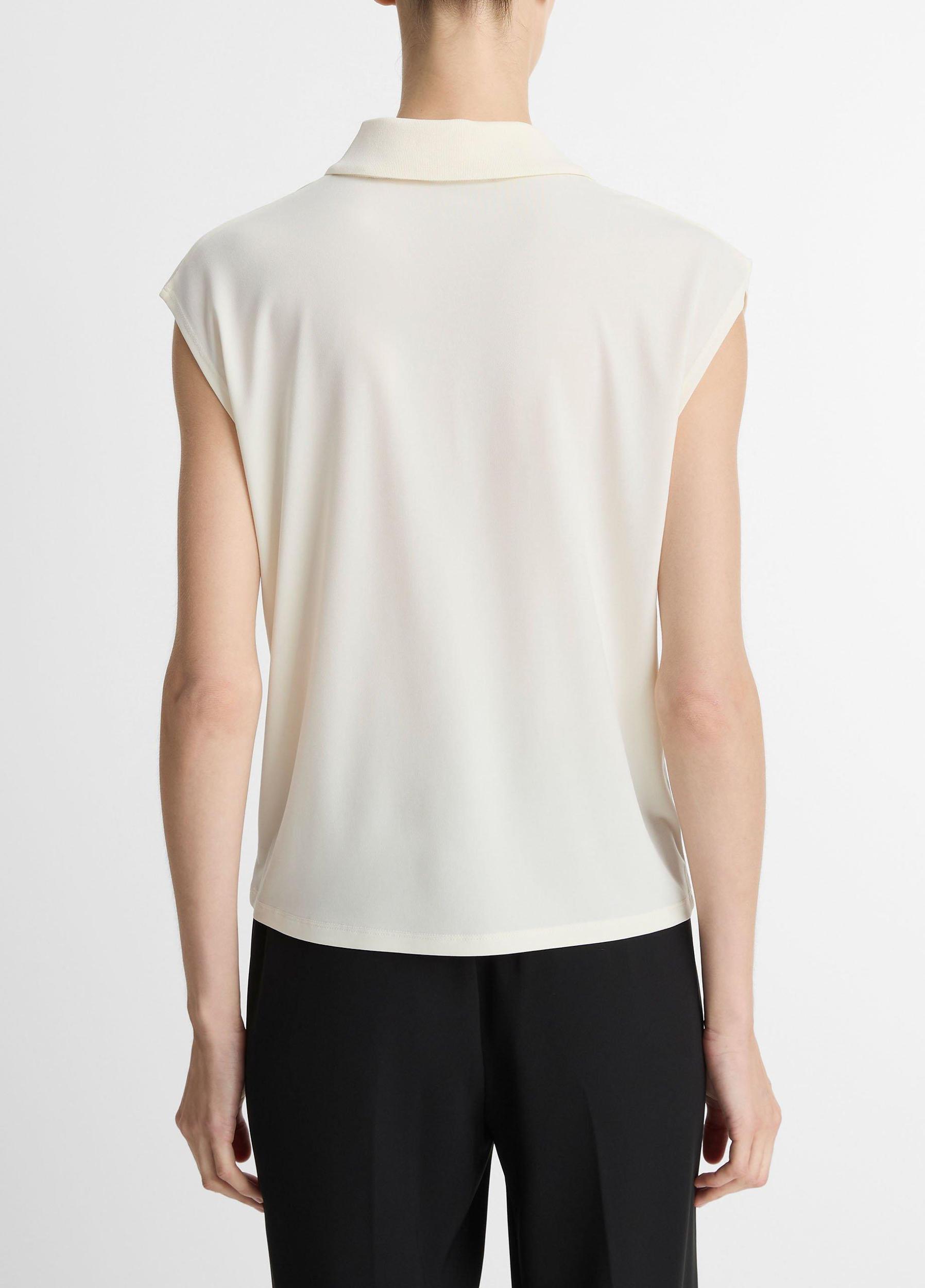 Matte Jersey Cap-Sleeve Polo Top Product Image