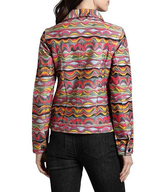 APNY Abstract Floral Printed Long Sleeve Denim Jacket Product Image