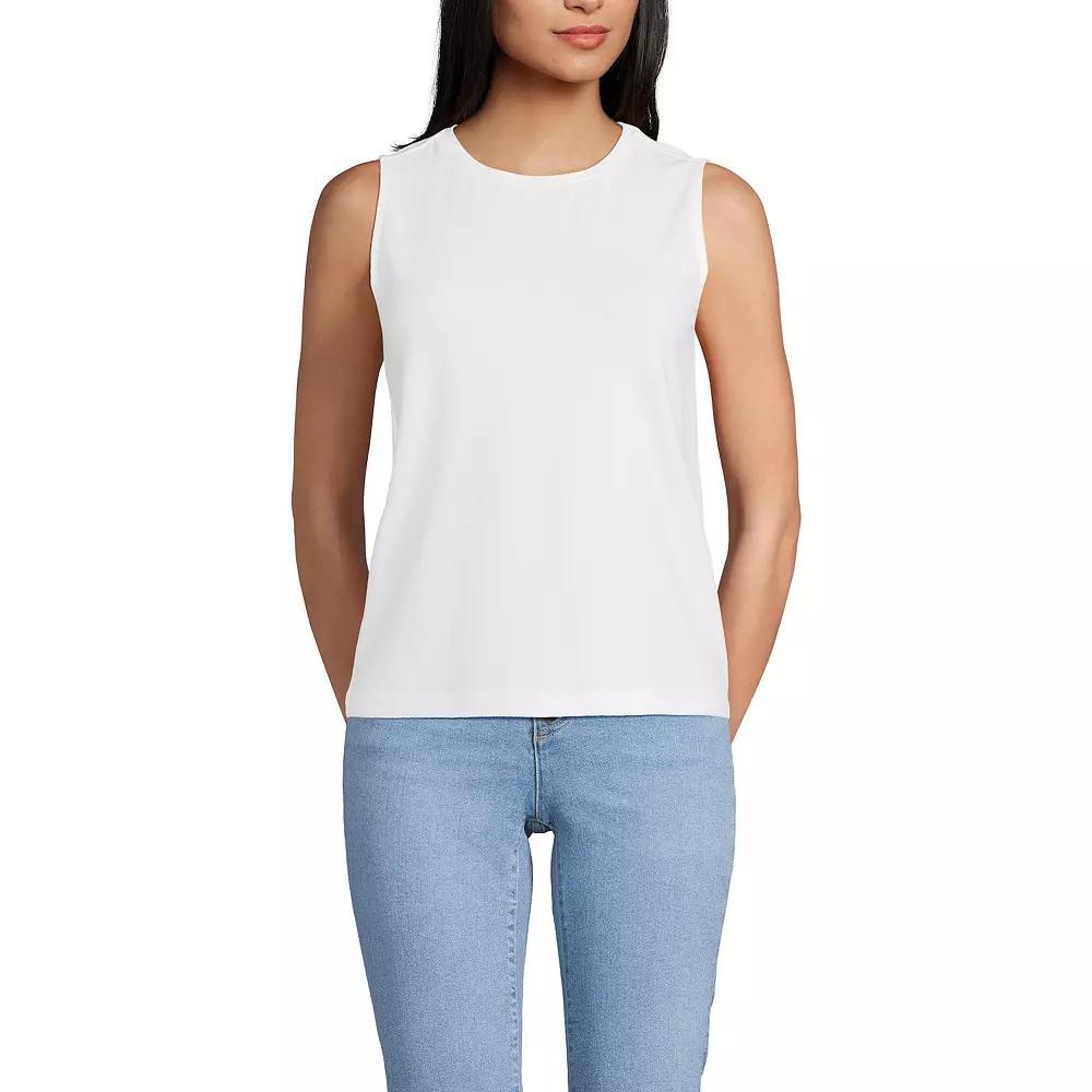 Women's Lands' End Lightweight Jersey Tank Top, Size: Large, Sweet Orange Stripe Product Image
