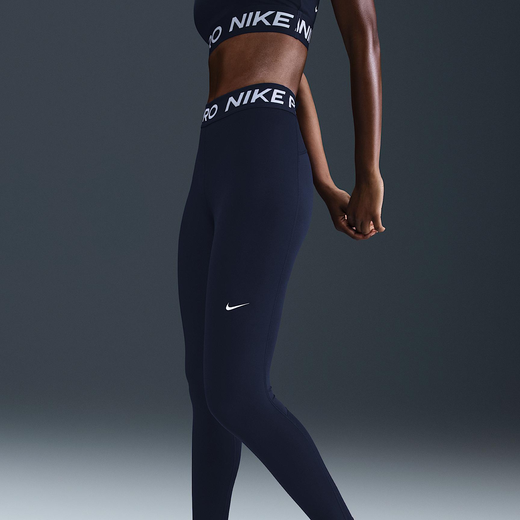 Nike Pro Women's Mid-Rise Mesh-Paneled Leggings Product Image
