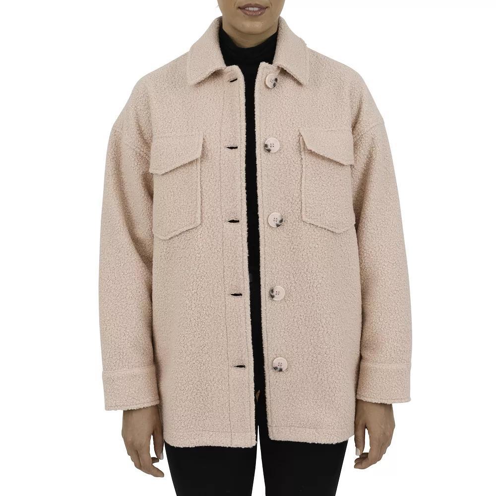 Women's Fleet Street Boucle Wool-Blend Shacket, Size: Medium, Blush Product Image