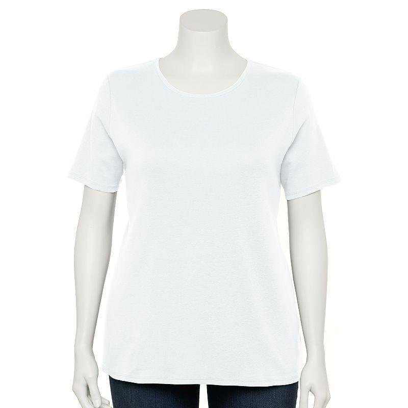 Plus Size Croft & Barrow® Essential Crewneck Top, Women's, Size: 5XL, White Product Image