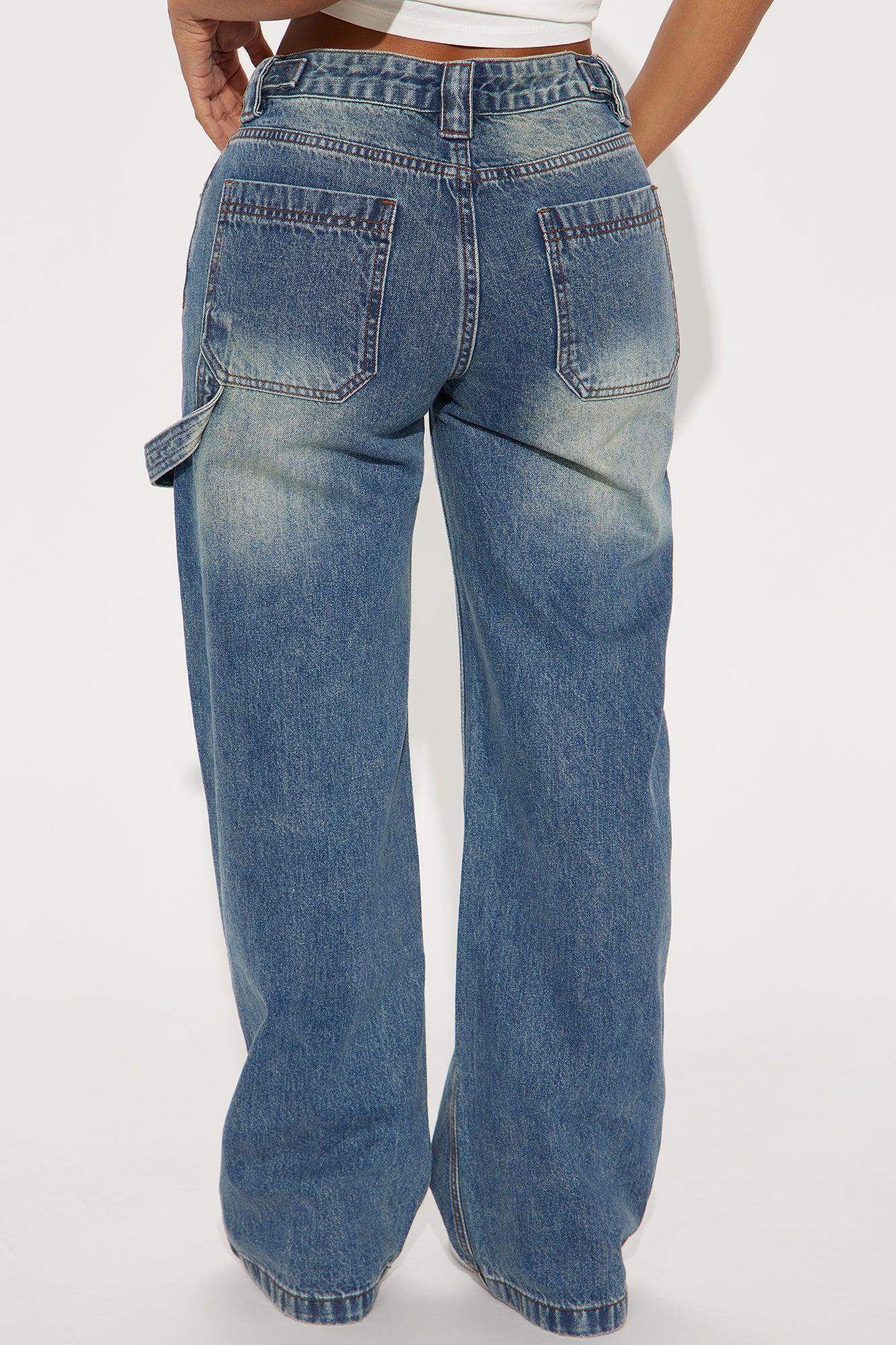 Seeing How It Goes Carpenter Straight Leg Jeans - Vintage Wash Product Image