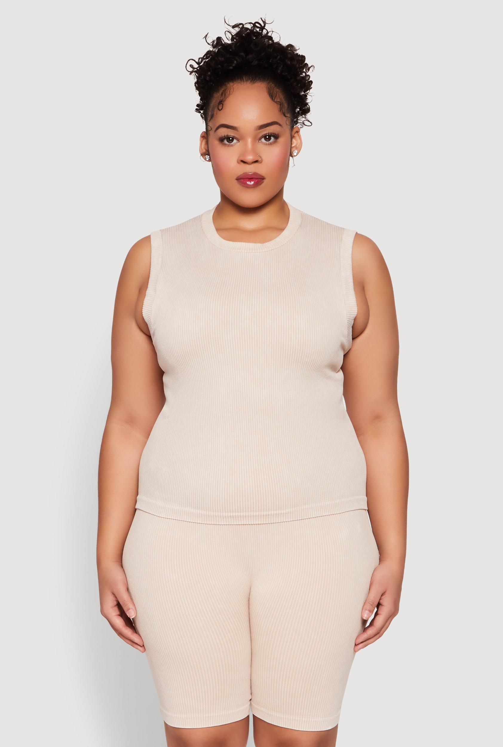 Womens Plus Size Mineral Wash Ribbed Knit Tank Top Product Image