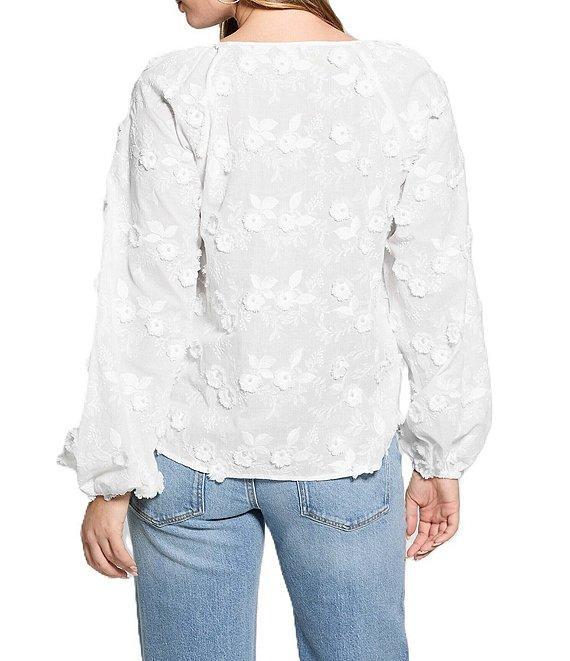 Guess Pelari Floral Applique Puffed Long Sleeve Top Product Image