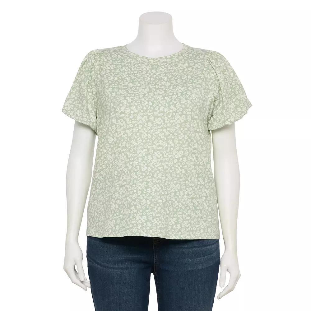Plus Size LC Lauren Conrad Bubble Sleeve Tee, Womens Product Image