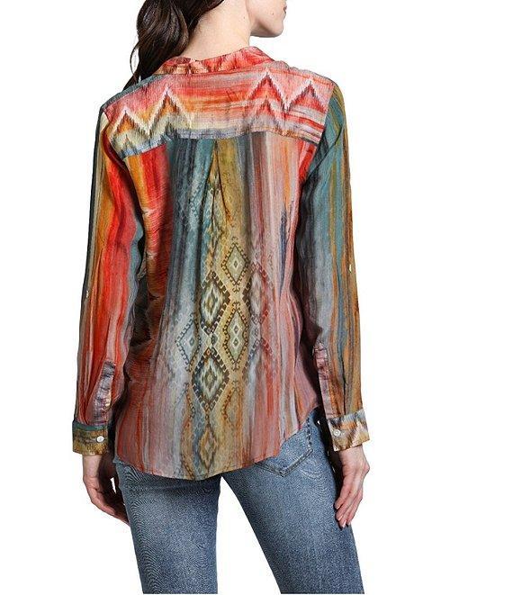 APNY Crepe Collared Long Sleeve Button Up Top Product Image