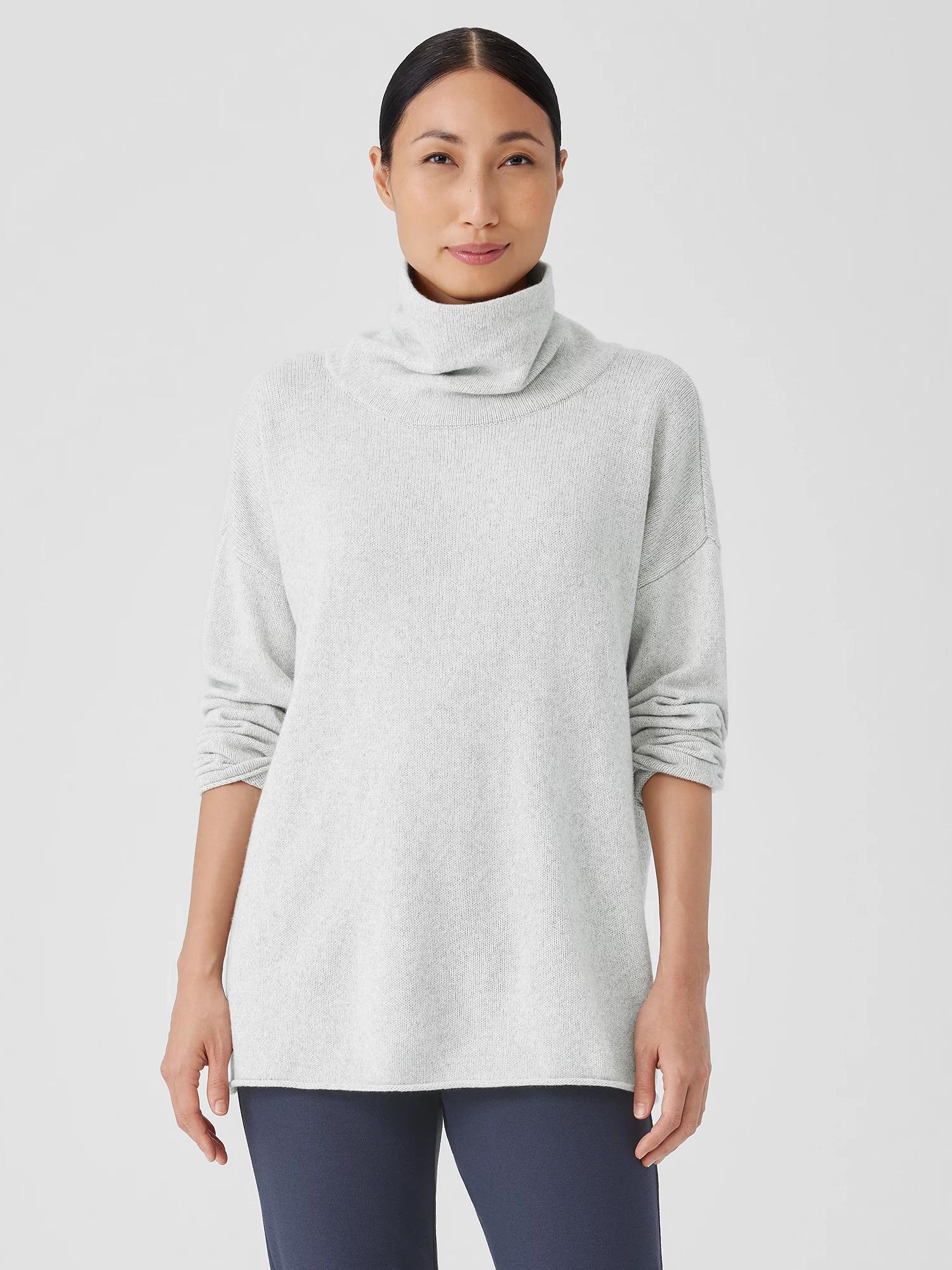 Cotton and Recycled Cashmere Turtleneck Long Top Product Image