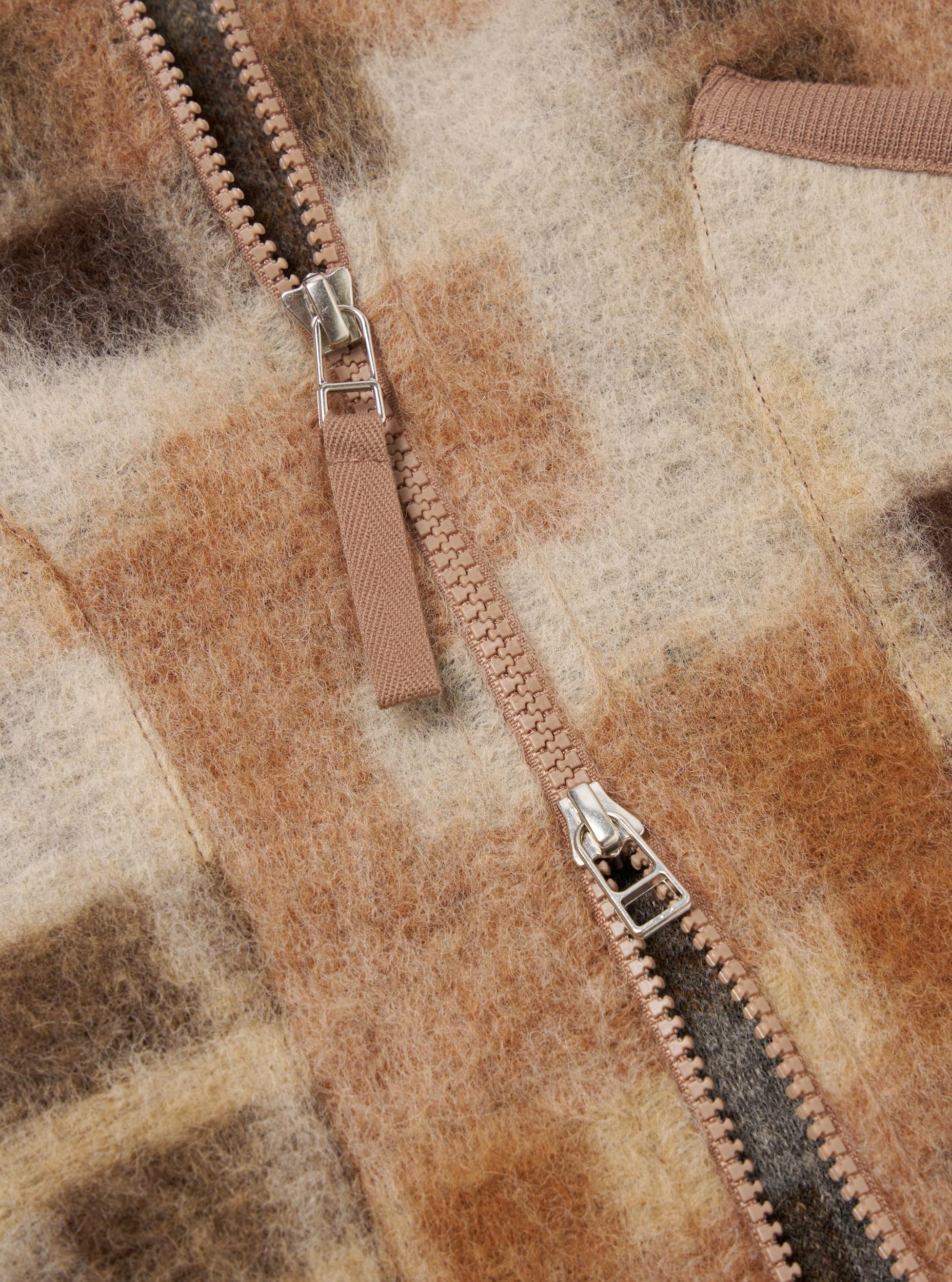 Universal Works Zip Bomber in Sand Mosaic Fleece Product Image