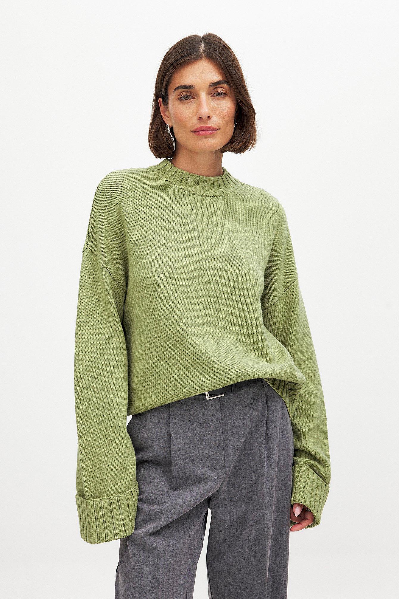 Folded Sleeve Knitted Sweater Product Image