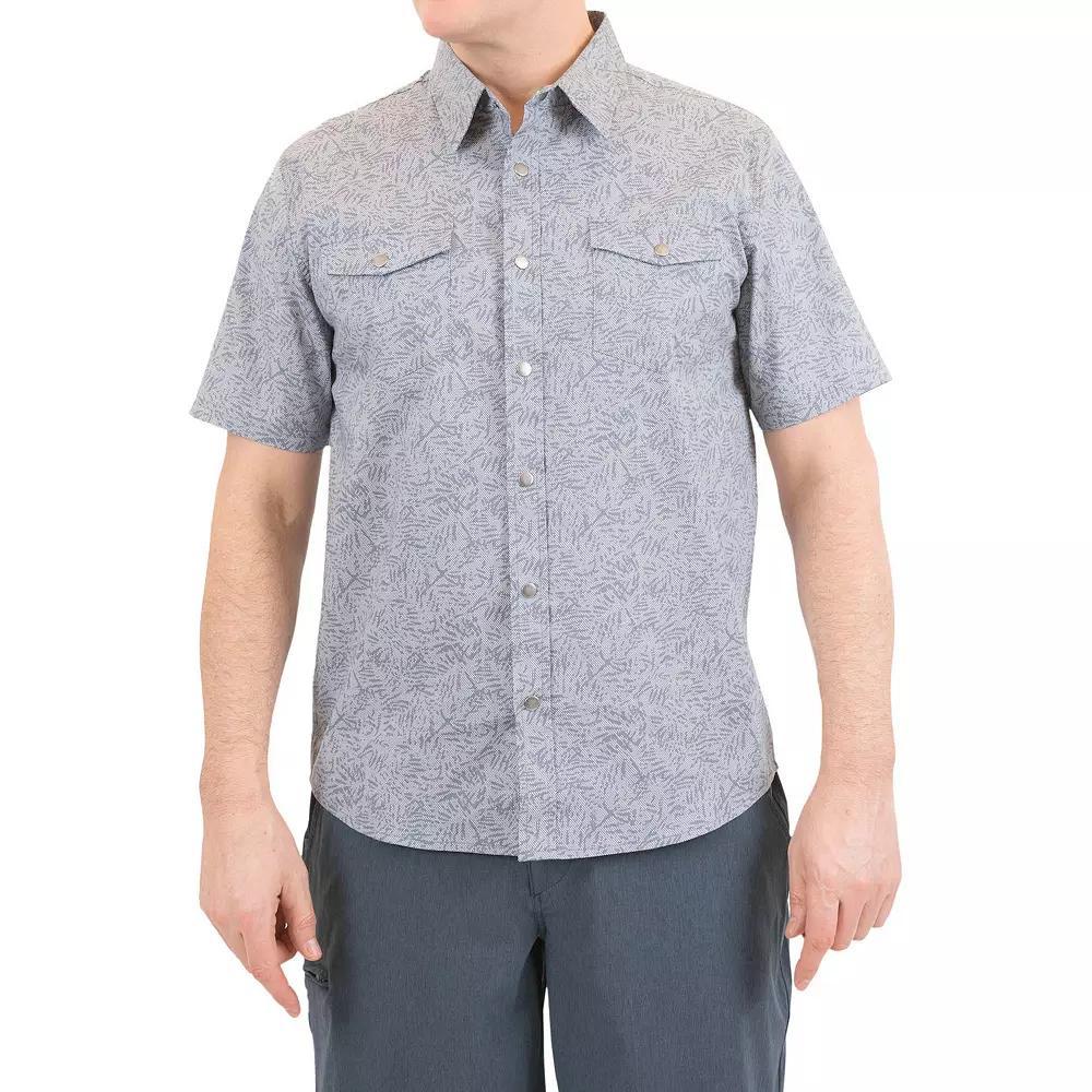 Men's Mountain and Isles Regular-Fit Chambray Floral Snap-Front Shirt, Size: Small, Blue Product Image