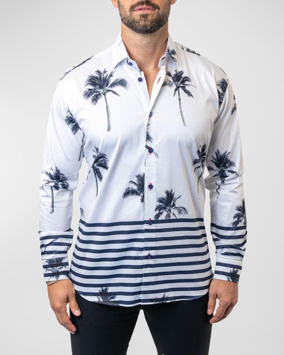 Mens Fibonacci Nuit Palm Dress Shirt Product Image