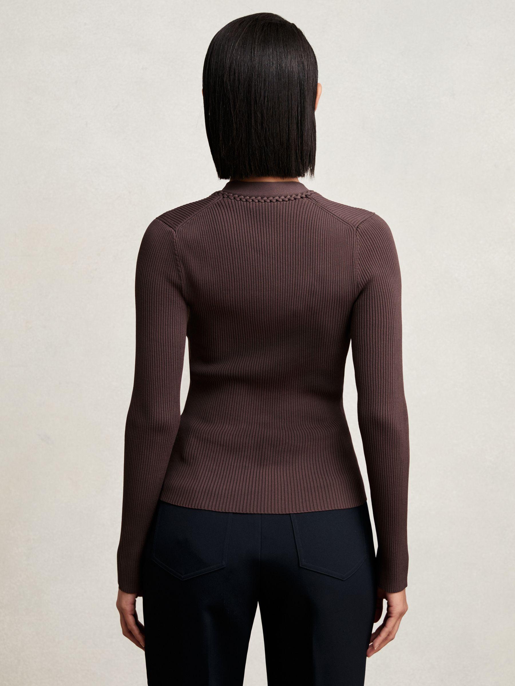 Craft-Stitch Rib-Knit Top in Mocha Brown Product Image