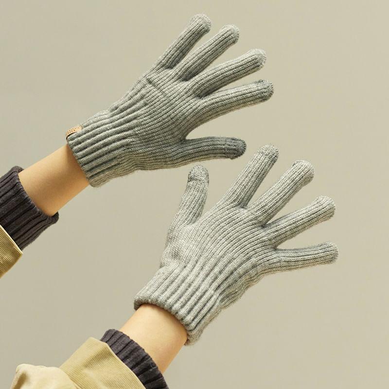 Lettering Applique Touchscreen Knit Gloves Product Image