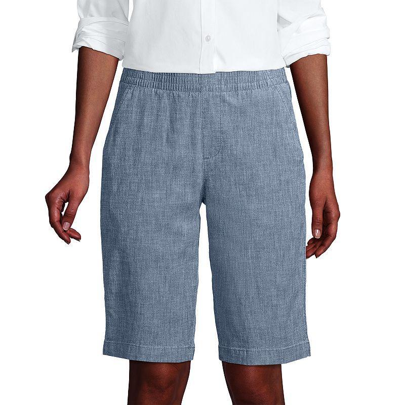 Women's Lands' End Pull-On Long Chino Bermuda Shorts, Size: 2, Evening  Chambray Product Image