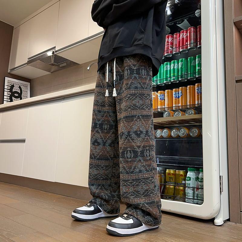 High Rise Patterned Wide Leg Pants Product Image