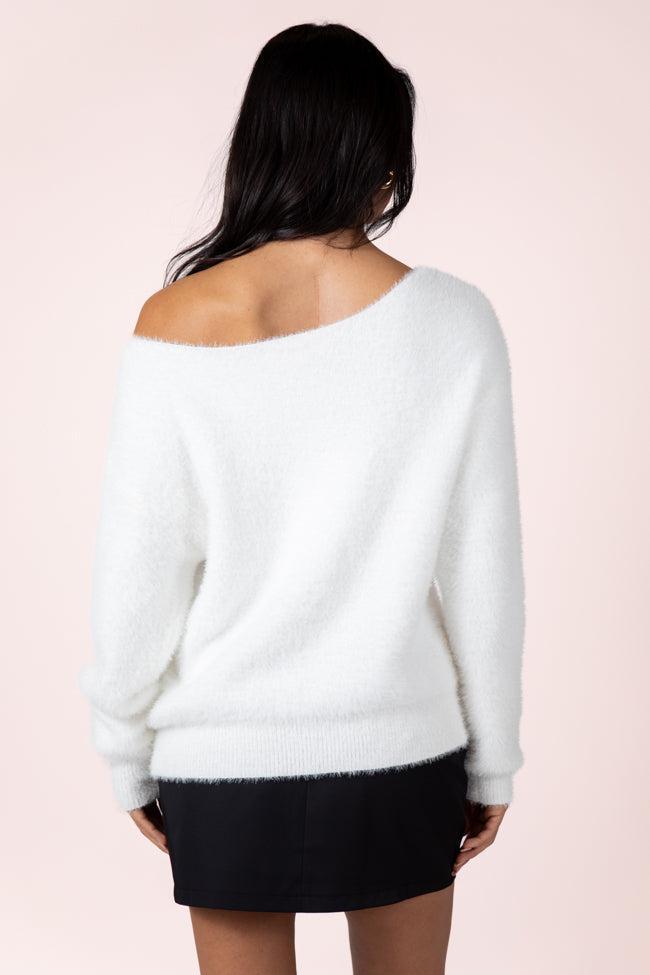 Sweet Memories Ivory Boatneck Fuzzy Sweater FINAL SALE Product Image